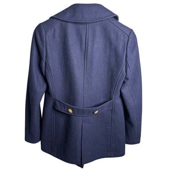 J. Crew Factory Classic Wool Pea Coat Navy Blue Size 0 - Picture 2 of 4